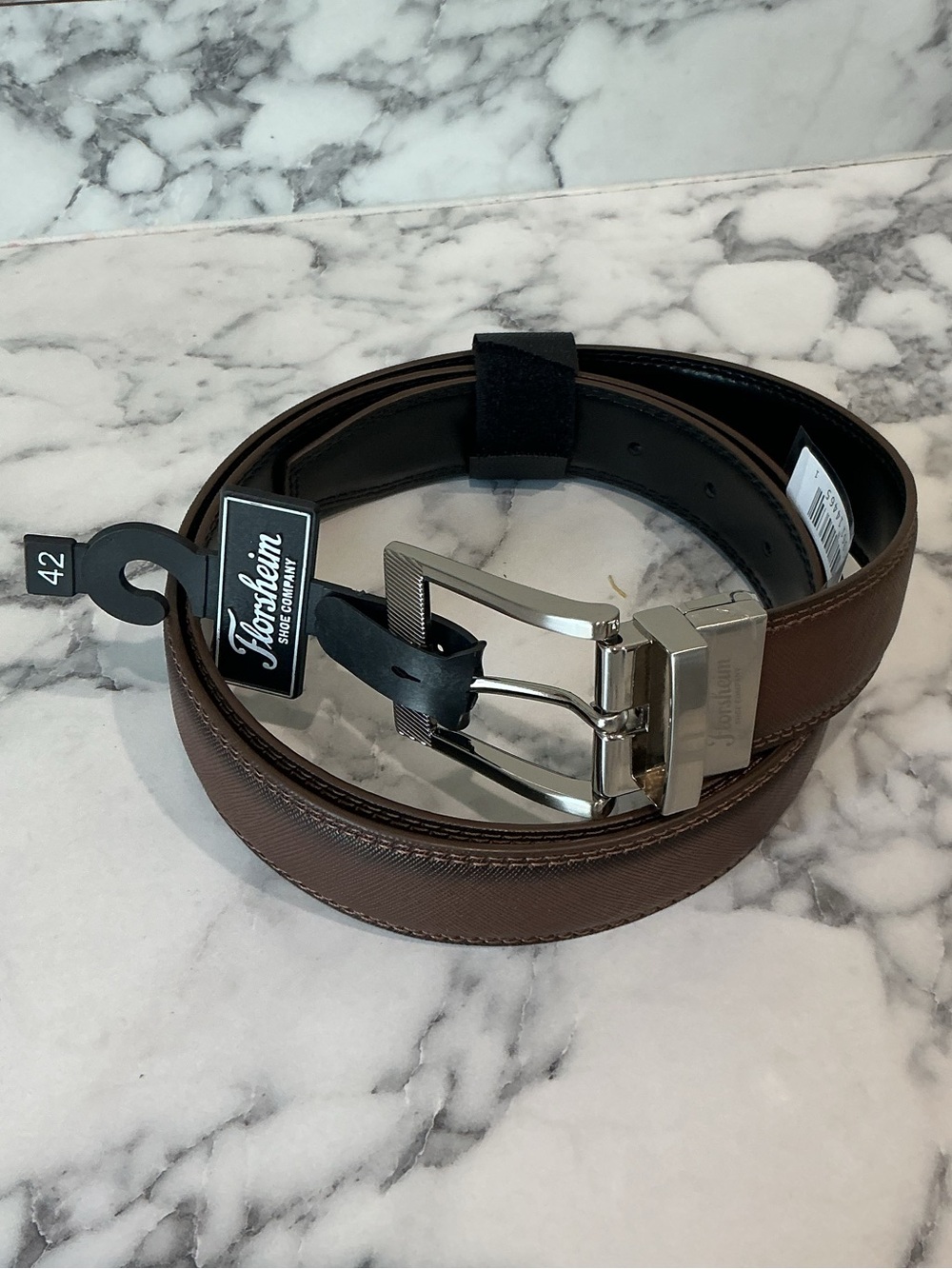 Florsheim Classic Black/Brown Men's Reversible Leather Belt with Silver Buckle